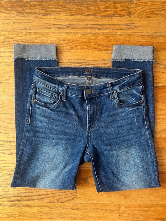 Kut from the Kloth Denim - Kut from the Kloth Dark Blue Cropped Frayed Hem Jeans